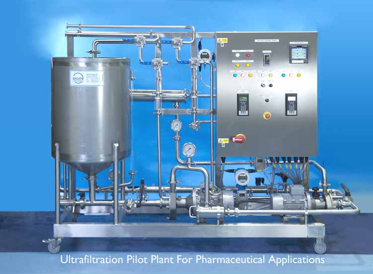 Ultrafiltration Membrane Pilot Plant For Pharmaceutical Application which can be used for both “in-process applications” or for waste stream concentration or purification.