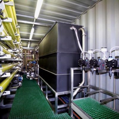 Inside a Containerised membrane filtration system